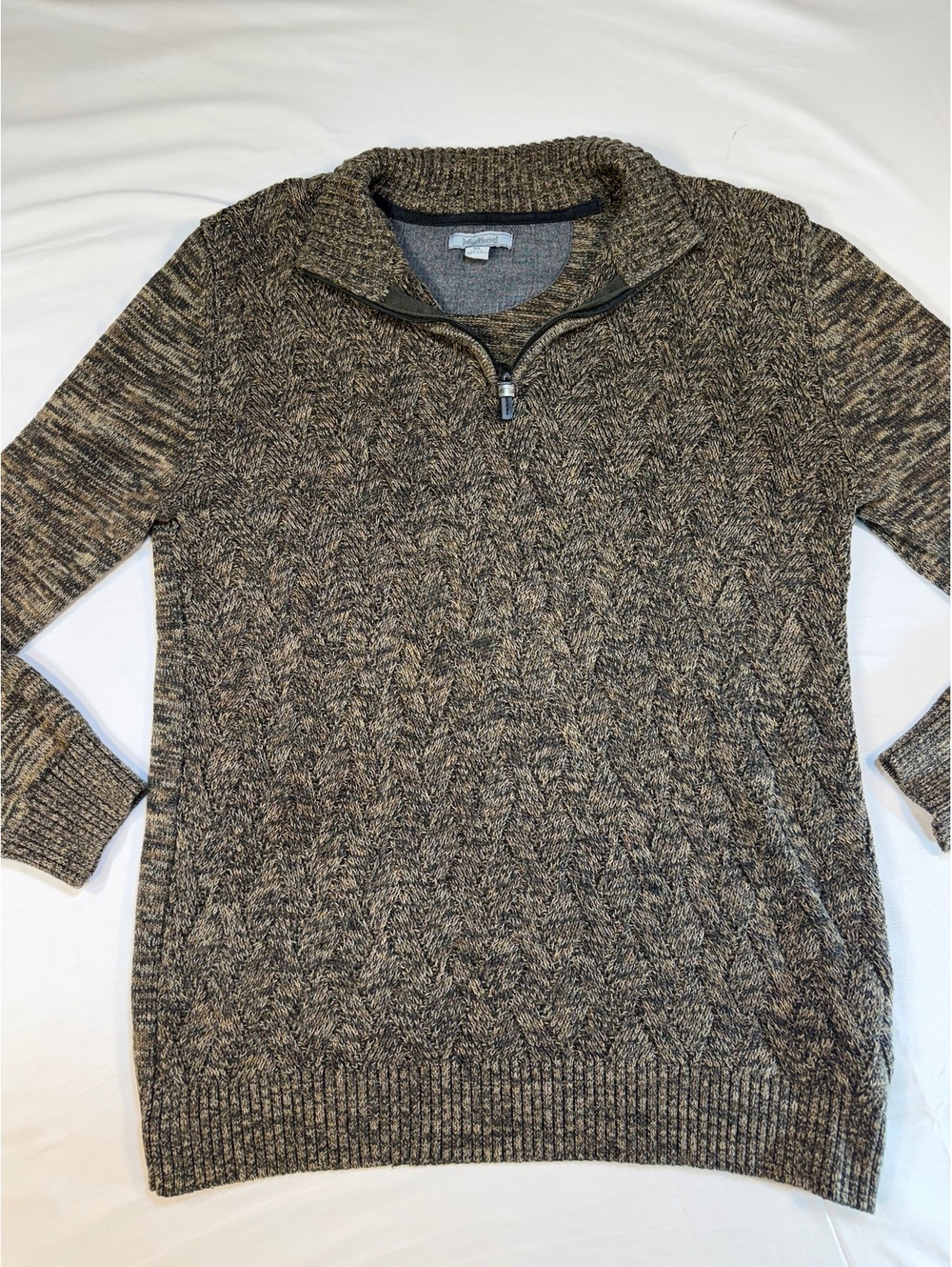 Method Men's XL Brown Knit Quarter-Zip Sweater